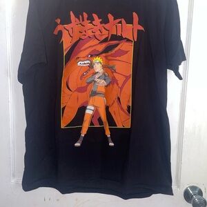 Naruto Graphic Tee - Black with Orange Print